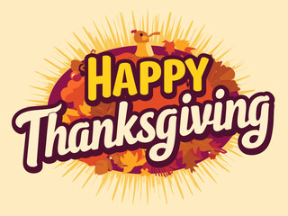 Happy Thanksgiving Flat Vector Illustration
