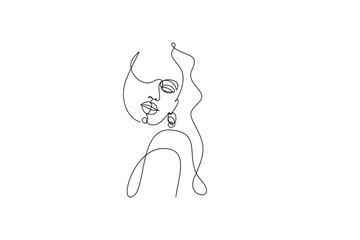 Artistic linear woman face drawing in elegant single line style. Perfect for creative branding, digital artwork, wall decor, fashion illustrations, and modern minimalist abstract designs.