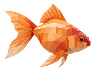 Geometric goldfish swimming gracefully, a modern, vibrant aquatic design for creative projects