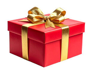 Obraz premium Open Red Christmas Gift Box with Peeked Contents, Angled Side View, isolated