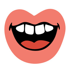 Smiling Mouth with Teeth Icon Illustration Isolated