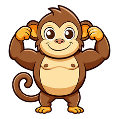 Obraz premium A cute, chubby cartoon Monkey is posing with muscles