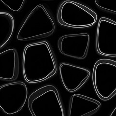 A striking black and white pattern features interconnected, organic shapes, creating a visually captivating design.