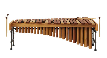 Isolated xylophone with mallets, a wooden percussion instrument used for musical performance