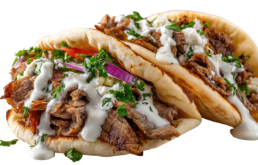 Two gyros sandwiches layered together