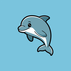 A cute dolphin vector design  on blue background