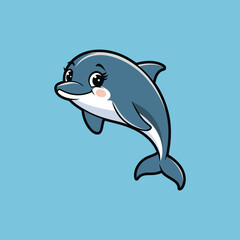 A cute dolphin vector design  on blue background