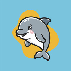 A cute dolphin vector design  on blue background