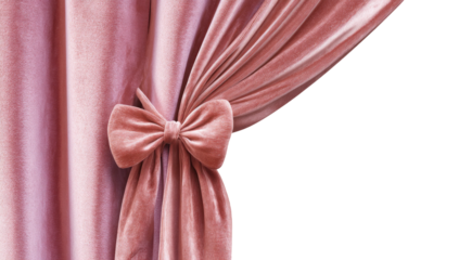 Pink velvet curtain with bow