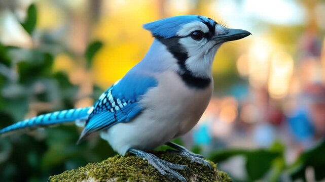 Blue jay perched outdoors