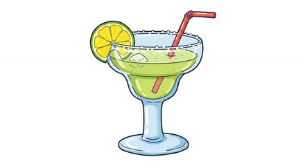 Refreshing cocktail illustration isolated on white background for drinks and beverages