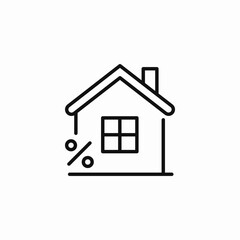 house with mortgage rate icon sign vector