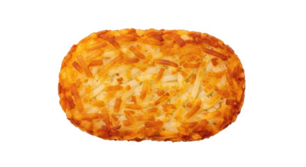 Isolated baked potato pancake patty, crispy hash brown with golden-brown shredded potatoes