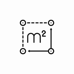 square meters area measurement icon sign vector