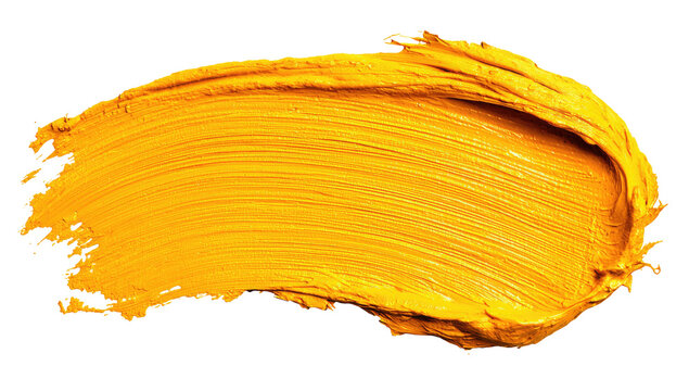 A bold, vibrant yellow paint stroke