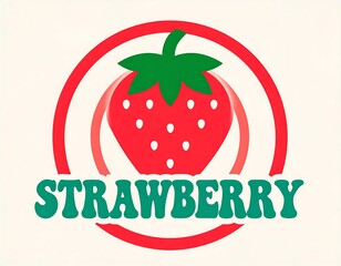 Red strawberry graphic with text