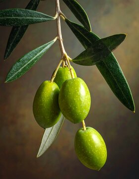 Close-up of fresh olives on branch
