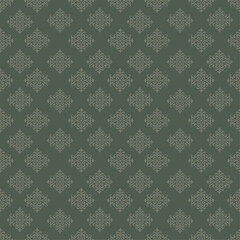 Elegant Ornamental Pattern on Forest Gray Green Fabric