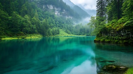 Mount chain there is an emerald green river