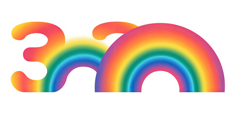 Colorful rainbow-shaped stylized '3'