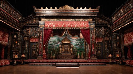 Ornate stage setting with throne