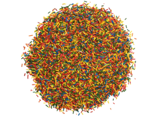 A colorful explosion of rainbow sprinkles isolated on black, Isolated On White Background, Png Transparent