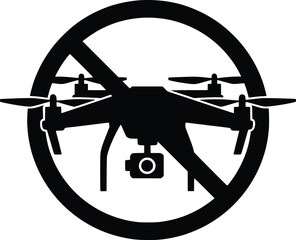 Naklejka premium No Drone Zone Sign - Drone Ban Symbol - Prohibited Flying Area