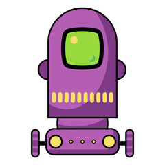 Friendly Purple Wheeled Robot