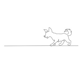 Continuous Single Line Drawing of dog, Minimalist Monoline Illustration of Cute Puppy, Simple Contour Vector of Pet on White Background for Veterinarian, Pet Shop and Animal Lover Design