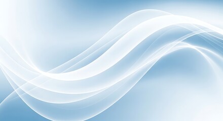Naklejka premium Abstract flowing waves of light blue and white, creating a smooth, ethereal, and dynamic background with a sense of motion