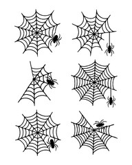 Set of spider webs. Vector spider web. Sketch for Halloween. Vector illustration
