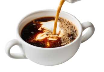 Creamy coffee being poured