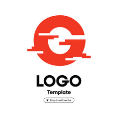 Letter G logo with abstract shapes and red color