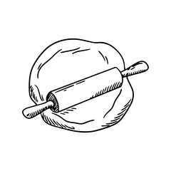 Vector set of kitchen utensils for baking, dough, pie. Sketch of kitchen utensils. Vector illustration.