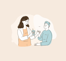 business woman and man talking