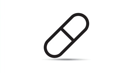 Outline of a capsule pill, angled to the right, casting small shadow