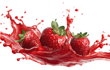Fresh strawberries in a vibrant red juice splash (2)