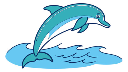 Obraz premium Dolphin Jumping Out of Water – Clean Marine Wildlife Vector Clip Art for Ocean Themes, Education, Coastal Branding, Aquatic Designs, and Nature Illustration Projects