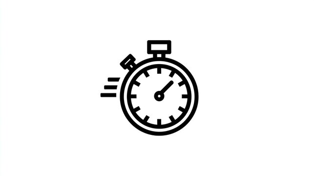 Stopwatch icon illustration with implied motion trails, black on white background - Powered by Adobe