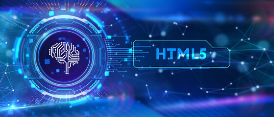 The concept of business, technology, the Internet and the network.  HTML5. 3d illustration