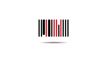 Abstract barcode made of vertical lines, some red, most black on white