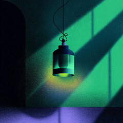 Lamp - A hanging light casting a glow