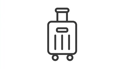 Obraz premium Minimalist line drawing of a rolling suitcase with extended handle on a white background