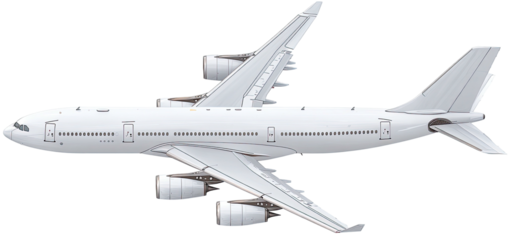 Side view of a large white commercial airplane