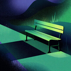 Bench - A long seat in an open area