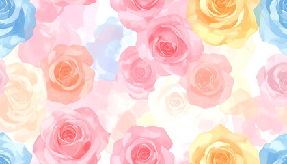 Watercolor rose seamless pattern pastel background floral repeat soft abstract texture romantic design