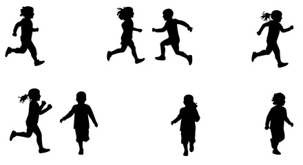 Naklejka premium Simple Silhouette Little Child Running Outdoor Activity People Illustration