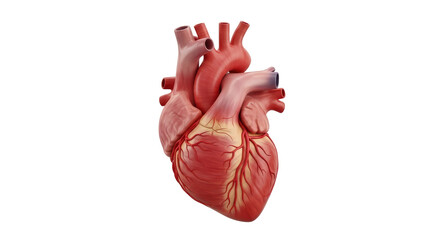 Isolated Human Heart Anatomy Model with Arteries and Veins, Medical Education Illustration