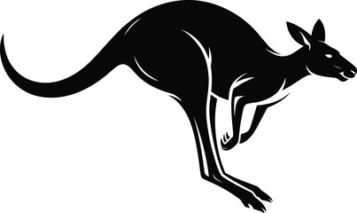 Silhouette illustration of kangaroo jumping vector design, Australian wildlife animal symbol, nature graphic, marsupial icon, outback culture art element