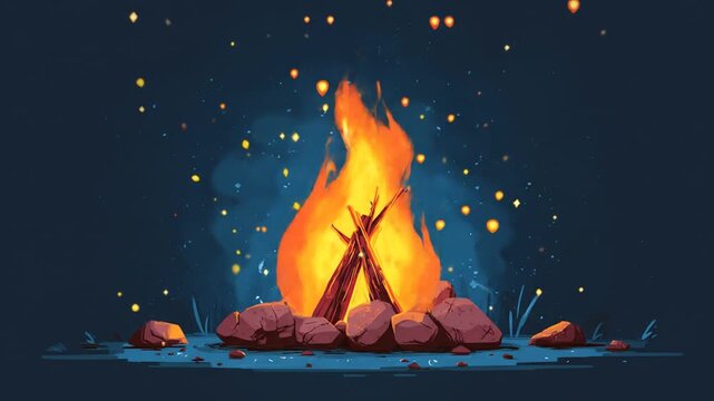 Campfire night scene